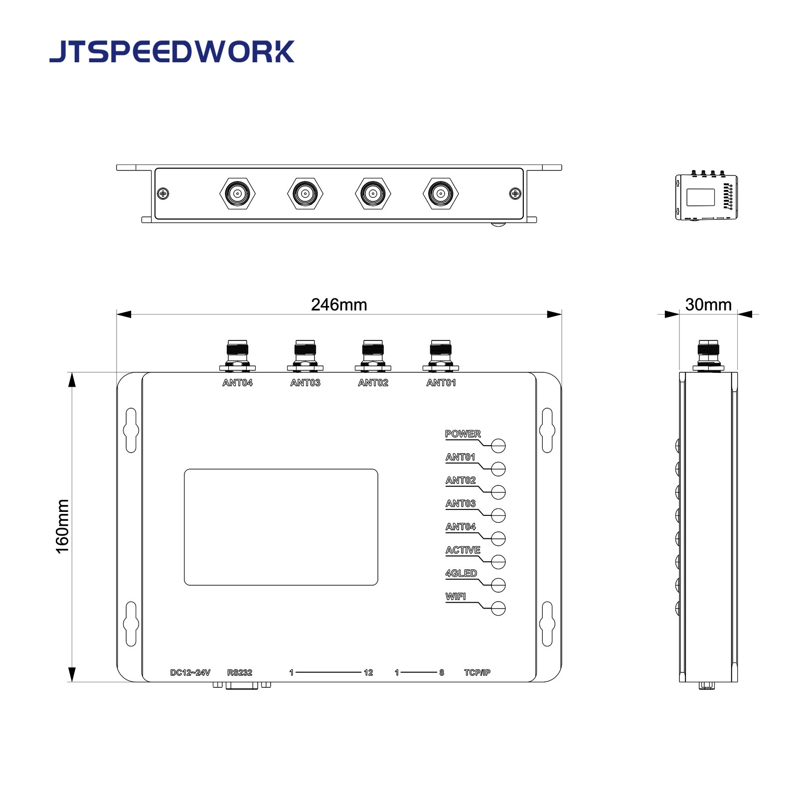 قارئ JT-928 ثابت بتقنية UHF RFID بمنفذين/أربعة منافذ، متوافق مع معيار ISO18000-6C TM200 | يدعم شريحة Impinj E710