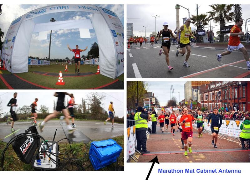 هوائي سجاد أرضي بتقنية UHF RFID لتوقيت سباقات الماراثون باللون الأزرق