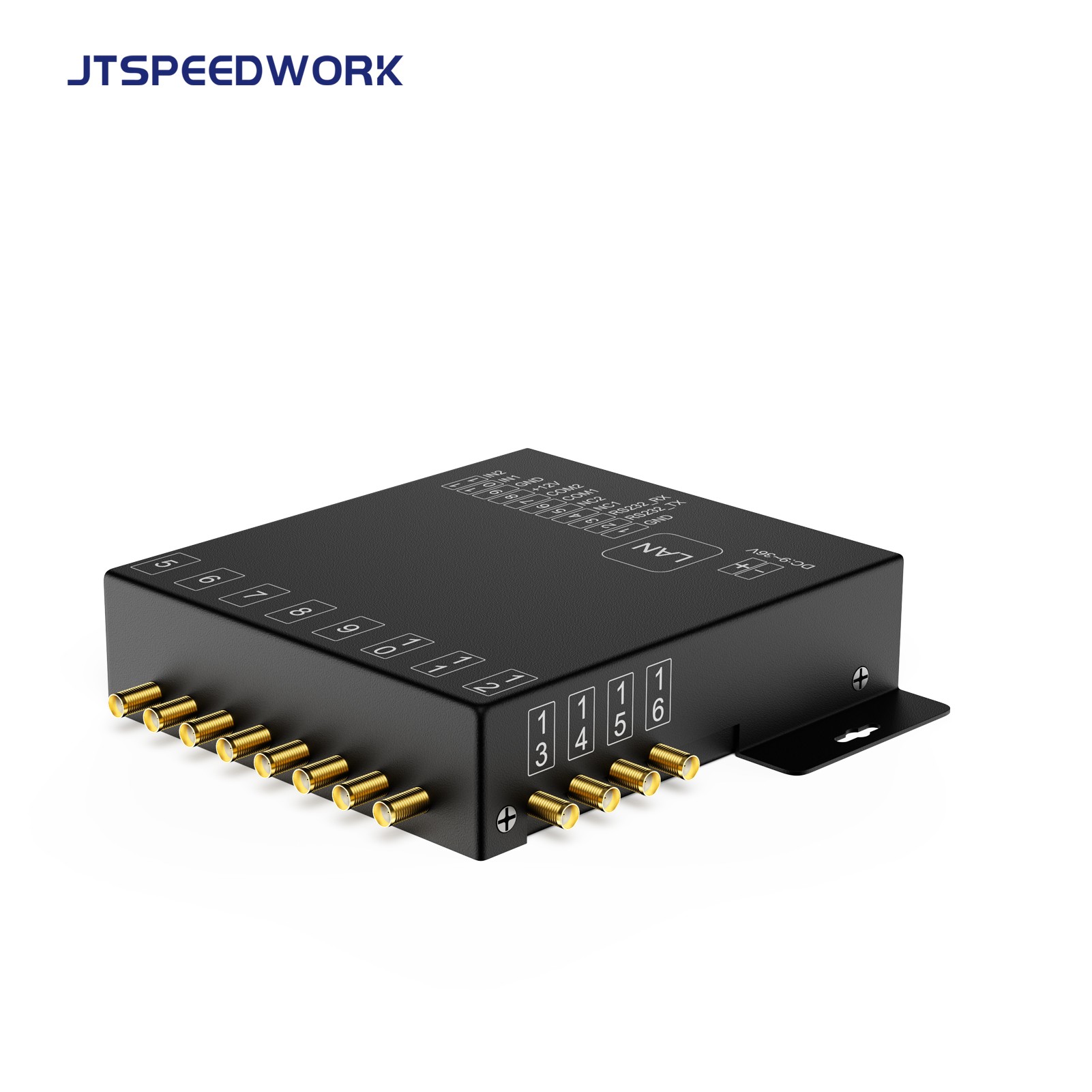 قارئ JT-932-8/16 ثابت بتقنية UHF RFID بتردد 860-960 ميجاهرتز، مزود بـ 8/16 منفذًا، لإدارة المستودعات
