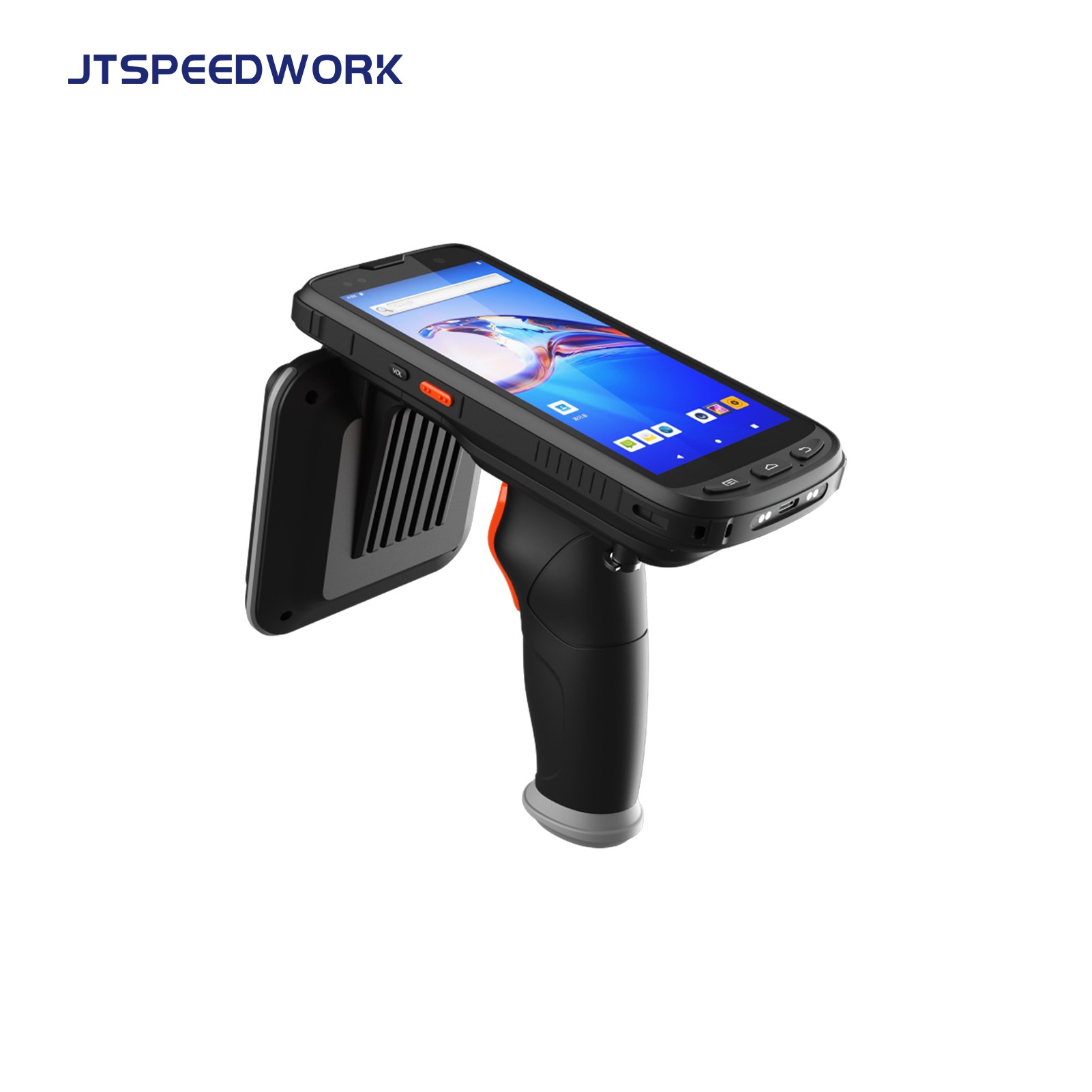 قارئ JT-973 المحمول بتقنية UHF RFID يعمل بنظام Android 10.0، ماسح ضوئي للرموز الشريطية ثنائية الأبعاد بتقنية NFC، طراز Impinj E710 IP65 IP65