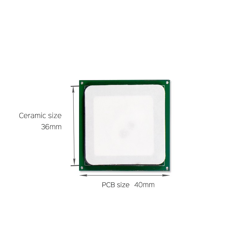 هوائي سيراميكي JT-T0036 بقوة 3 ديسيبل بتقنية UHF RFID، مقاس 36 × 36 مم، بتردد 865-868/902-928 ميجاهرتز، دائري يمين، مناسب لأجهزة المساعد الرقمي الشخصي (PDA).