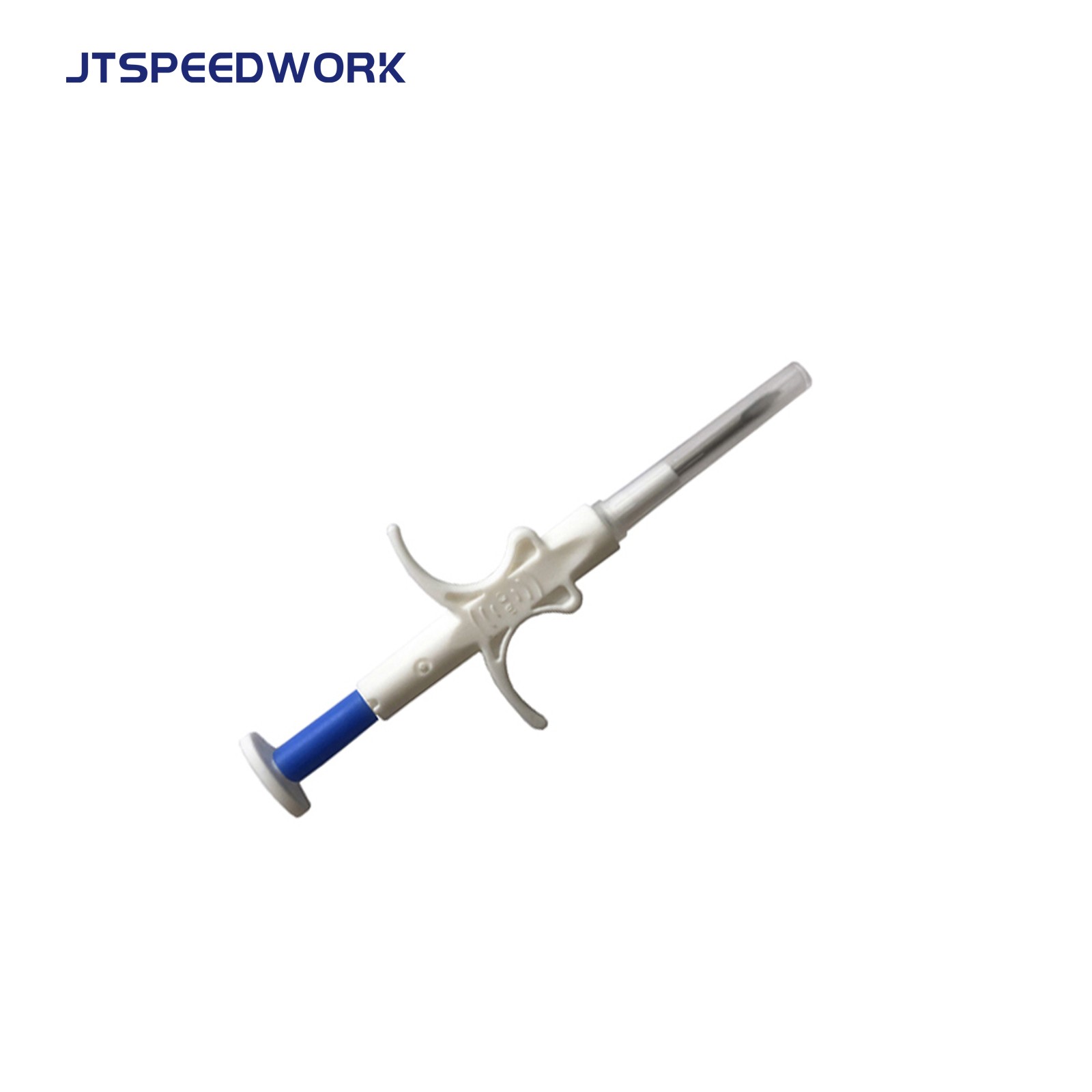 شريحة تعريف الحيوانات الأليفة بتقنية RFID JT-A002، قابلة للحقن بتردد 134.2 كيلوهرتز، تُزرع في الحيوانات بإبرة للاستخدام لمرة واحدة.