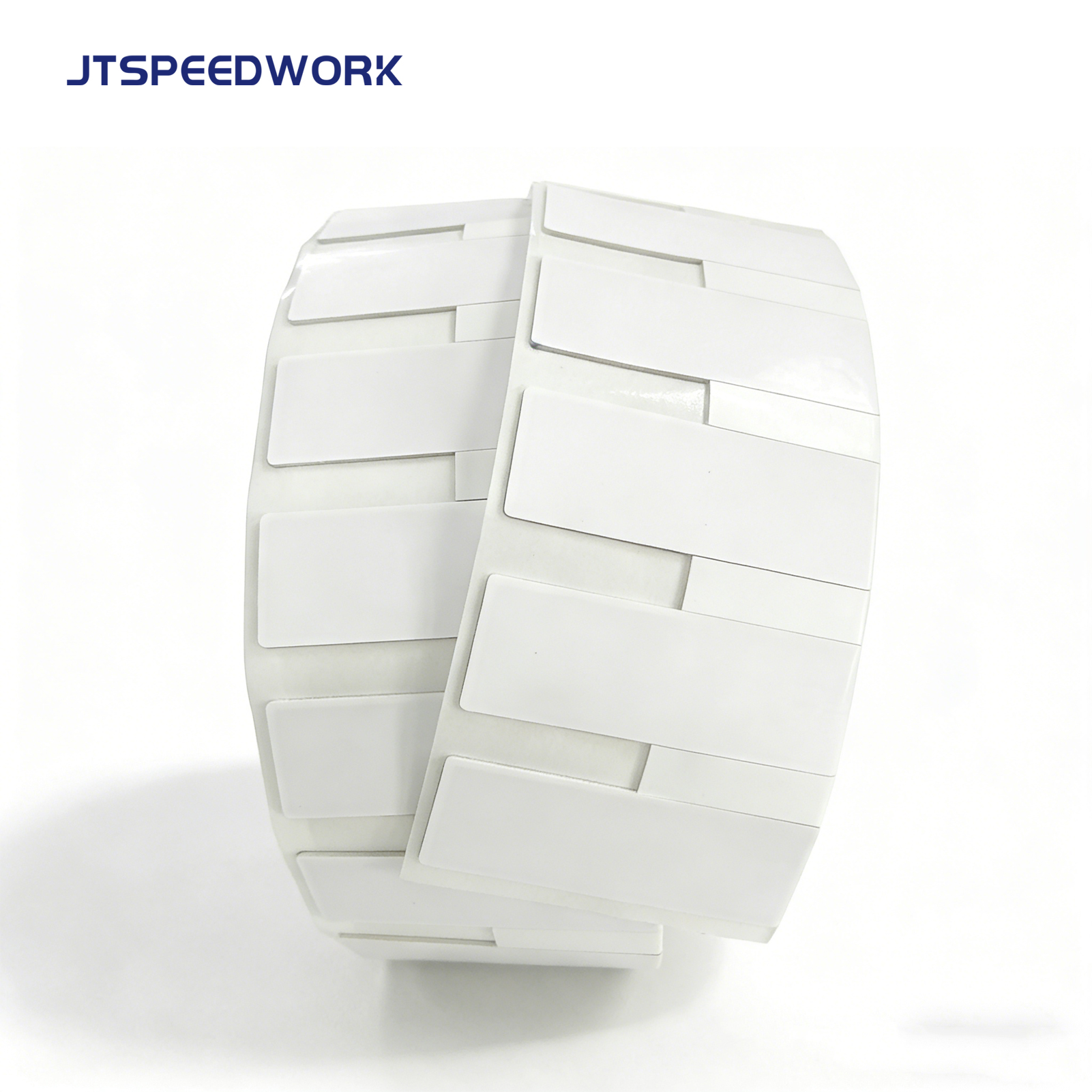 JT-K7025، 70 × 25 × 1.26 مم، 860-960 ميجاهرتز، ملصق مرن مقاوم للعبث بتقنية RFID UHF، يُثبّت على سطح معدني، مزود بشريحة Impinj Monza R6-P