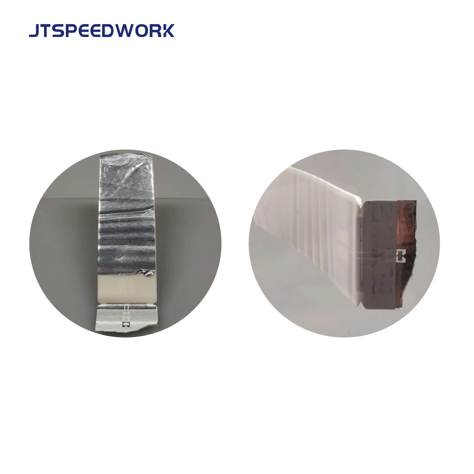 JT-K7025، 70 × 25 × 1.26 مم، 860-960 ميجاهرتز، ملصق مرن مقاوم للعبث بتقنية RFID UHF، يُثبّت على سطح معدني، مزود بشريحة Impinj Monza R6-P