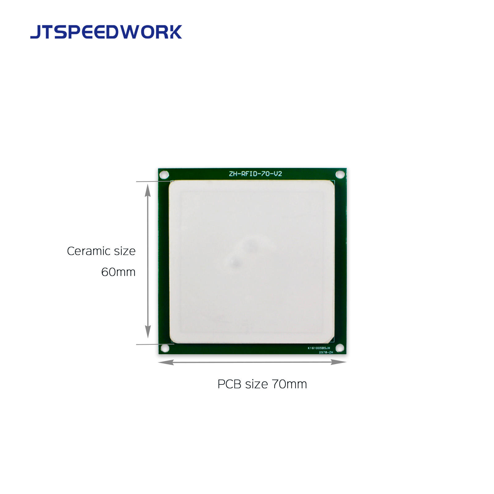 هوائي سيراميكي JT-T0060 بتردد UHF RFID، بقدرة 4 ديسيبل، بتردد 860-960 ميجاهرتز، استقطاب دائري يمين، موصل قابل للتخصيص